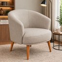 Ver imagem 1 de Poltrona Decorativa Linho Premium Base Madeira Maciça Luiza