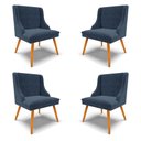 Ver imagem 1 de Kit 4 Cadeiras Decorativas Sala de Jantar Pés Palito de Madeira Firenze Suede Azul Marinho/Natural G
