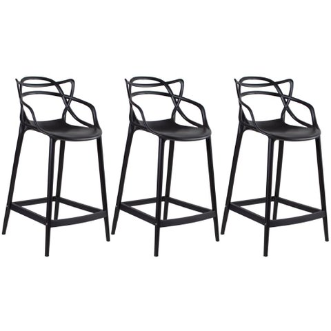 KIT - 3 x banquetas médias Masters Allegra - 66 cm - Preto