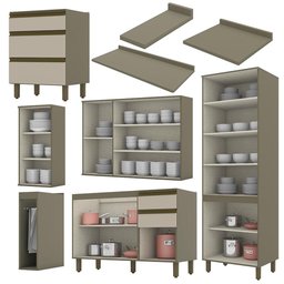 Cozinha Completa 7 Peças Évelin Duna/cristal com Cristaleira - Móveis Henn - 4 Cozinha Completa 7 Peças Évelin Duna/cristal com Cristaleira - Móveis Henn - 4