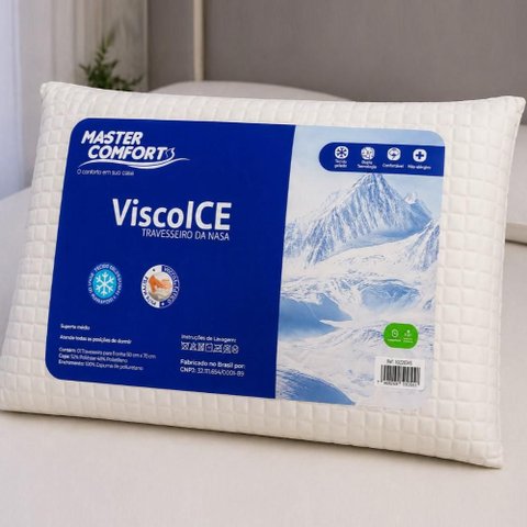 Travesseiro Nasa Gelado Visco Ice Master Comfort Refrescante 40x60 Espuma Viscoelastico Termica Anti