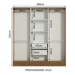 Guarda-Roupa Casal Madesa Vip Plus 6 Portas Batentes com Espelho Rustic Cor:Rustic - 10