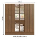 Ver imagem 3 de Guarda-Roupa Casal Madesa Vip Plus 6 Portas Batentes com Espelho Rustic Cor:Rustic