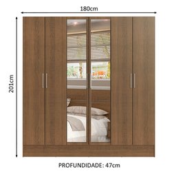 Guarda-Roupa Casal Madesa Vip Plus 6 Portas Batentes com Espelho Rustic Cor:Rustic - 3