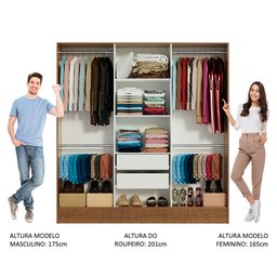 Guarda-Roupa Casal Madesa Vip Plus 6 Portas Batentes com Espelho Rustic Cor:Rustic - 4