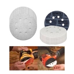 Kit 10 Un Disco de Lixa Fecho de Contato Branco 150mm Grão 320 Starfer - 1