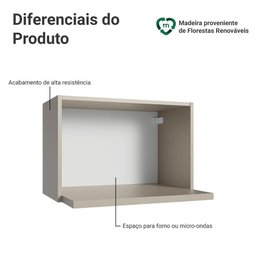 Armário Aéreo 60cm com Nicho para Microondas e Forno Elétrico Nice Madesa - 4