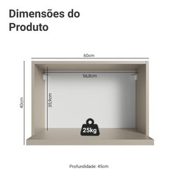 Armário Aéreo 60cm com Nicho para Microondas e Forno Elétrico Nice Madesa - 3