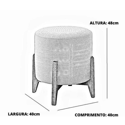 Kit Puff Banqueta Thor Luxo Madeira Maciça Premium Suede Bege - 3