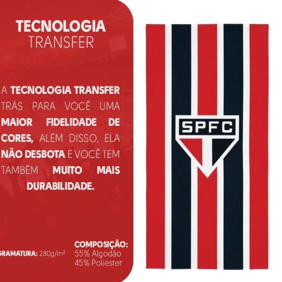 Toalha de Banho e Praia Time São Paulo Aveludada Transfer 70 X 1,40 Lepper - 7