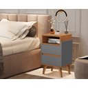 Ver imagem 2 de Kit 2 Mesas de Cabeceira Pés Palito Virginia Onix / Nature - JM Casa dos Moveis