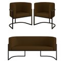 Ver imagem 1 de Kit Sofá 2 Lugares + 2 Poltronas Corino para Recepção Preto Cor:marrom