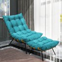 Ver imagem 2 de Kit Poltrona e Puff Costela Suede Base Metálica - Pallazio - Azul Turquesa