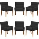 Ver imagem 1 de Kit 6 Cadeiras para Mesa de Jantar Angel Base Madeira Corano Preto - Nexta Casa