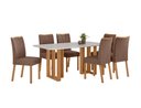 Ver imagem 1 de Conjunto Sala de Jantar Mesa Téssera 170 Tampo Vidro Off White com 6 Cadeiras Téssera - Lopas Amendo