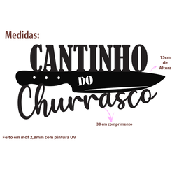 Cantinho Do Churrasco - MDF - Preto - Placa Escrita Aplique Decoração - 30x15cm - 2
