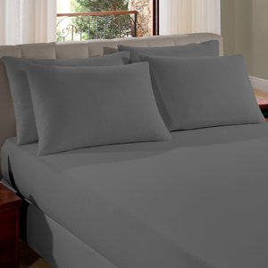 Jogo de Cama Casal 3 peças Quartzo Liso 100% Algodão Premium Penteado Sul Brasil