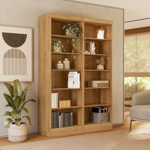 Estante de Livros 123CMX183CM Kit 2 Estantes 5 Prateleiras Flora Marrom/Freijó Toq