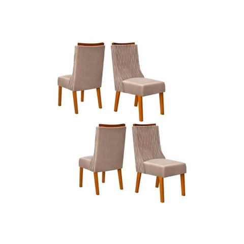 Kit 4 Cadeiras Sala Jantar Jade 4 Un Freijó/suede Kraft - Dj Móveis