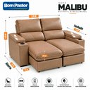 Ver imagem 3 de Sofá 2 Lugares 1,70m Retrátil e Reclinável Malibu Bom Pastor Castor Veludo PU