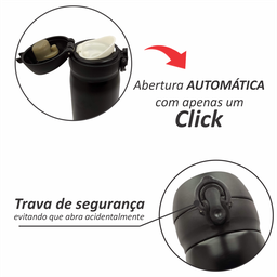 Garrafa Térmica Infantil Mini Garrafinha Inox Quente Frio Trava de Segurança Inquebrável 420 Ml Pret - 7