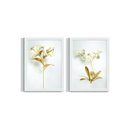 Ver imagem 1 de Kit 2 Quadros Decorativos para Sala Folhagem Dourada com Moldura Grande