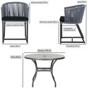 Ver imagem 2 de Mesa com 4 Cadeiras de Jantar Roma 100cm e Noronha em Aluminío Preto Corda Nautica Estofado 12 Trama