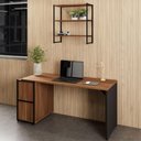 Ver imagem 3 de Nicho Parede Industrial 3 Nichos MDF-MDP Nogal com Preto F5 Office