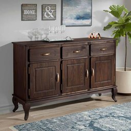 Aparador Buffet Rústico Madeira Maciça Imbuia Shop JM - 1