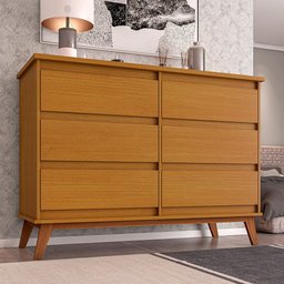 Cômoda para Quarto Londres com 6 Gavetas - Nature - 1 Cômoda para Quarto Londres com 6 Gavetas - Nature - 1