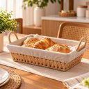 Ver imagem 4 de Cesta Pão Alimentos Retangular 32cm Alças Forro em Tecido