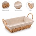 Ver imagem 2 de Cesta Pão Alimentos Retangular 32cm Alças Forro em Tecido
