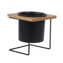 Ver imagem 1 de Cachepot de Ceramica Preto C/base de Metal e Madeira