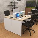 Ver imagem 1 de Estação de Trabalho Mesa Plataforma Escritório 1200x600 2 Lugares Netmobil - Dubai/branco