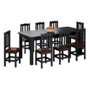 Ver imagem 1 de Mesa com 8 Cadeiras de Madeira 200x88 Preto com Estofado Marrom Nemargi