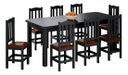 Ver imagem 1 de Mesa com 8 Cadeiras de Madeira 200x88 Preto com Estofado Marrom Nemargi