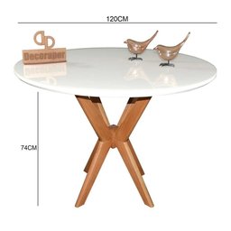Mesa Jantar Pandora Tampo Redondo Laca com Vidro 120cm Branco - 2