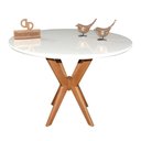 Ver imagem 1 de Mesa Jantar Pandora Tampo Redondo Laca com Vidro 120cm Branco