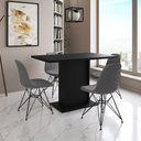 Ver imagem 1 de Mesa Jantar Londres Tampo Preto 120cm 4 Cadeiras Ferro Preto Estofado Grafite