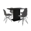 Ver imagem 6 de Mesa Jantar Londres Tampo Preto 120cm 4 Cadeiras Ferro Preto Estofado Grafite