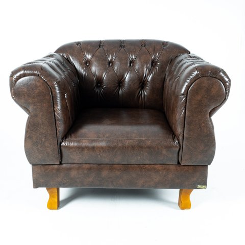 Poltrona Chesterfield Capitonê Elisabeth Corano Marrom Decoração, Recepção, Salas de Tv e Estar