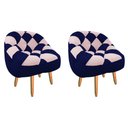 Ver imagem 1 de Kit 02 Poltrona Paloma Escritório Sala Pé Palito Suede Azul Marinho e Suede Rosa Bebê - Dominic Deco