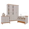 Quarto de Bebê 4 Portas e Berço com Gaveta Antonella Off White Caramelo – Canaã - 1