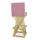 Ver imagem 5 de Banqueta Alta Área Gourmet Cozinha Restaurante Bar Base de Metal Dourado Suede Rosa Eli Móveis