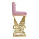 Ver imagem 4 de Banqueta Alta Área Gourmet Cozinha Restaurante Bar Base de Metal Dourado Suede Rosa Eli Móveis