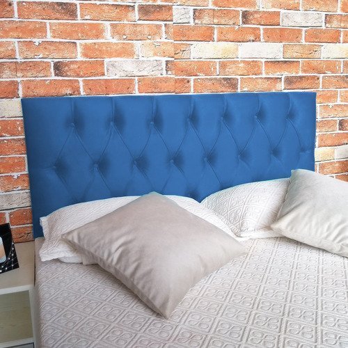 Cabeceira Capitonê Luna Suede Azul Casal 140 X 120:Azul - 1
