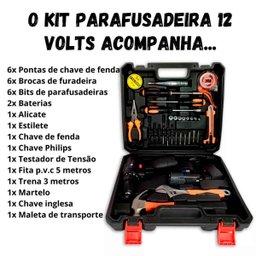 Maleta de Feramentas Completa Parafusadeira E Furadeira 12v - 5