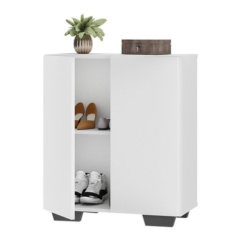 Sapateira 2 Portas Nina Multimóveis V6010 Branca/Preta Branco/Preto