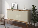 Ver imagem 2 de Buffet / Balcão Pr 1.60m 4 Portas Estilo Retrô com Pés em Madeira Maciça Cor Off White / Cumaru