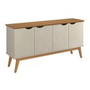 Ver imagem 1 de Buffet / Balcão Pr 1.60m 4 Portas Estilo Retrô com Pés em Madeira Maciça Cor Off White / Cumaru